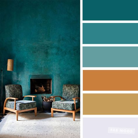 The Best Living Room Color Schemes - Green & terracotta - Fabmood | Wedding Colors, Wedding Themes, Wedding color palettes Good Living Room Colors, Teal Rooms, Teal Color Palette, Brown Color Schemes, Best Living Room, Living Room Color Schemes, Grey Color Scheme, Room Color Schemes, Bedroom Color Schemes