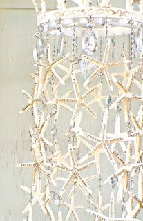 Starfish and Crystal Chandelier Tutorial: Debis Design Diary - Perfect for a mermaid bedroom or beach house! Diy Starfish, Beach Lamp, Crystal Tutorial, Beach Lamps, Mermaid Bedroom, Bedroom Chandelier, Diy Shows, Mermaid Nursery, Diy Unicorn