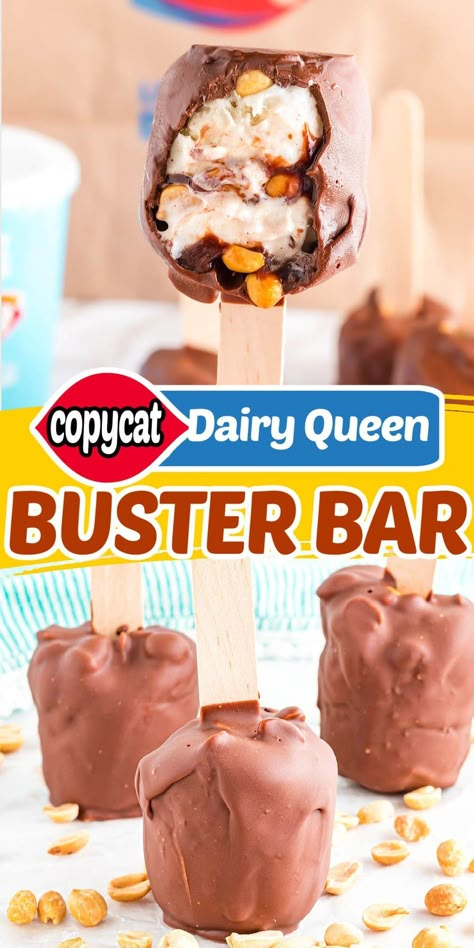 Copycat Buster Bars, Buster Bar Dessert, Copycat Dairy Queen, Buster Bar, Buster Bars, Creamy Vanilla Ice Cream, Ricotta Pie, Pinky Girl, Dairy Queen