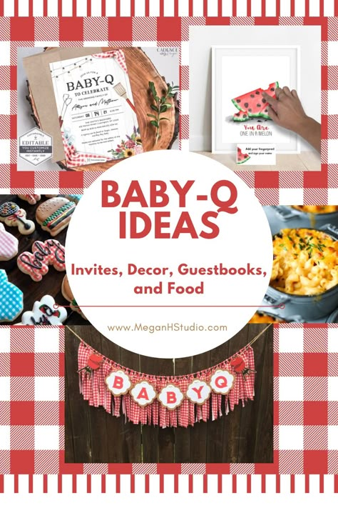 Baby Bbq Food Ideas, Baby Shower Cookout Ideas, Babyq Shower Ideas, Baby Barbecue Shower Ideas, Babyque Shower Ideas Boy, Babyque Shower Ideas Food, Baby Q Party Favors, Baby Que Gender Reveal, Baby Q Shower Food Ideas