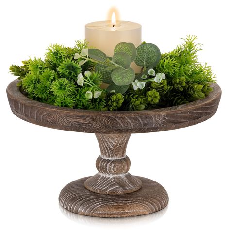 PRICES MAY VARY. Decorative: Our rustic decorative wood riser is a perfect centerpiece for your table, you can adorn it with some candles and greenery to add a vintage touch to your farmhouse style home. It can also be used as a vanity or makeup table to display beautiful perfume bottles or skin care products. It's a perfect gift for your family and friends to enhance their home decor. Multiple Use Occasions: Our wood display risers are perfect for any special occasion, suitable for weddings, bi Table Centerpieces For Home Farmhouse Living Room, Dining Table Centerpiece Elegant Rustic, Doller Tree Table Riser, Table Centerpiece On Tray, Dining Table Centerpiece Everyday Simple Farmhouse, Rustic Christmas Table Display, Everyday Centerpieces For Kitchen Table Bohemian, Dining Table Centerpiece Everyday Tables, Center Piece For Round Dining Table Farmhouse