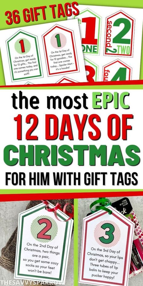 12 Days Of Christmas Care Package, 12 Days Of Christmas Printable Tags, Christmas Countdown For Boyfriend, 12 Days Of Christmas Gift Ideas For Boyfriend, 12 Days If Christmas Gift Ideas, 12 Days Of Christmas For Boyfriend, 12 Gifts Of Christmas Ideas, Husband 12 Days Of Christmas Gift Ideas, 12 Days Of Christmas Husband Ideas