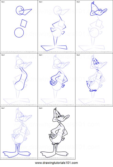 How To Draw Daffy Duck, How To Draw Looney Tunes Characters, Drawing Ideas Duck, Daffy Duck Drawing, Drawing Tutorial Cartoon, Coyote Drawing, Disney Drawing Tutorial, Graffiti Pens, 30 Day Drawing Challenge