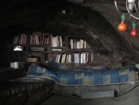 Hermit's Cave Cave House Concept Art, Cave Themed Room, Cave Home Aesthetic, Cave Bedroom Aesthetic, Cave House Aesthetic, Cave House Interior, Hermit Aesthetic, Cave Room Ideas, Underground Bedroom