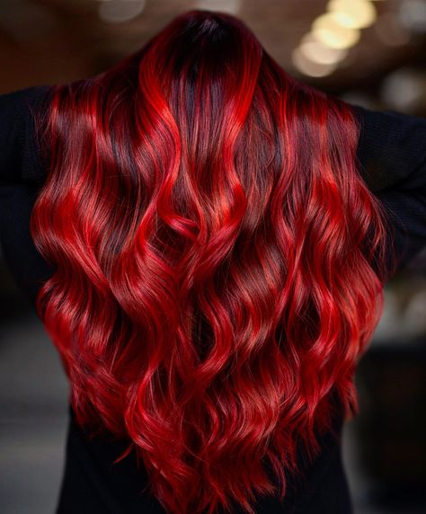 Queen of FIRE 🔥 I’m a stylist, Of course I got color all over my hands 🤓 Curled with @minttools 1” iron Colored with @pravana… | Instagram Flame Red Hair Color, Elegant Hair Color, Fire Ombre Hair, Fire Hair Color, Latest Hair Color Trends, Queen Of Fire, Hair Color Mahogany, Halloween Hairstyles, Fire Hair