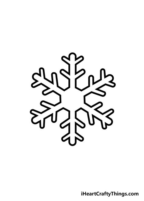 Basic Snowflake Drawing, Drawing Of Snowflakes, Snowflake Line Drawing, Cute Snowflake Drawing, Snow Flakes Drawing Easy, Snow Art Drawing, Simple Snowflake Drawing, How To Draw A Snowflake, How To Draw Snowflakes