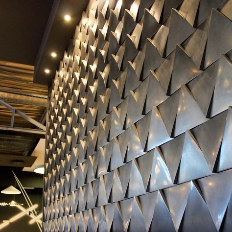 Concrete 3D wall tiles for for interior and exterior walls. Our tiles are designed for feature or accent walls. Wall tiles to amplify modern and contemporary architecture. These tiles can be tiles in many different arrangements and patterns. Endless possibilities. Geometric Wall Cladding, Reception Feature Wall, External Wall Design, 3d Geometric Wall Design, Concrete Wall Texture Exterior, 3d Wall Tiles Budha, Wooden Panel Design, Concrete Wall Tiles, Accent Wall Panels