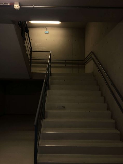 Stairs Dark Aesthetic, Apartment Hallway Aesthetic, Stairwell Aesthetic, Stairway Aesthetic, Dark Stairway, Background References, Dark Hallway, Building Aesthetic, Dark Nature