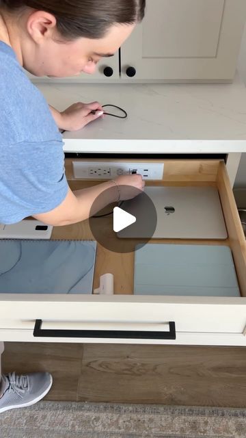 Docking Drawer™ on Instagram: "What do you think? Where would you install an in-drawer outlet in your home? 

@handtreatedhome upgraded their kitchen with this safe, simple solution!! 

#kitchen #kitchenorganization #kitchenremodel #kitchenhacks #organizedkitchen" Kitchen Sockets, Drawer Outlet, Docking Drawer, Power Points, Kitchen Needs, Kitchen Drawers, Kitchen Hacks, My Dream Home, Kitchen Organization