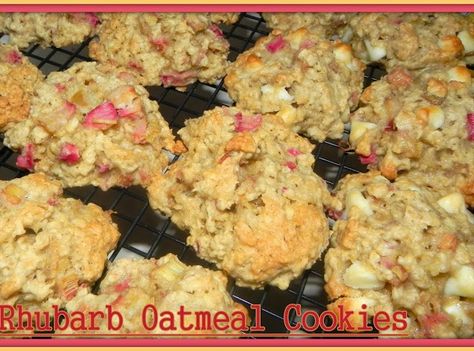 Rhubarb Oatmeal Cookies Recipe Rhubarb Oatmeal Cookies, Rhubarb Oatmeal, Rhubarb Cookies, Rhubarb Desserts, Just A Pinch Recipes, Oatmeal Cookie Recipes, Rhubarb Recipes, Just A Pinch, How Sweet Eats