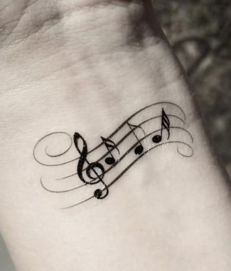 Musical Notes Tattoos, Music Stave Tattoo, Music Scale Tattoo, Small Tattoos Music, G Clef Tattoo, Music Notes Tattoo Designs, Music Note Tattoos For Women, Tattoo Nota Musical, Musical Notes Tattoo