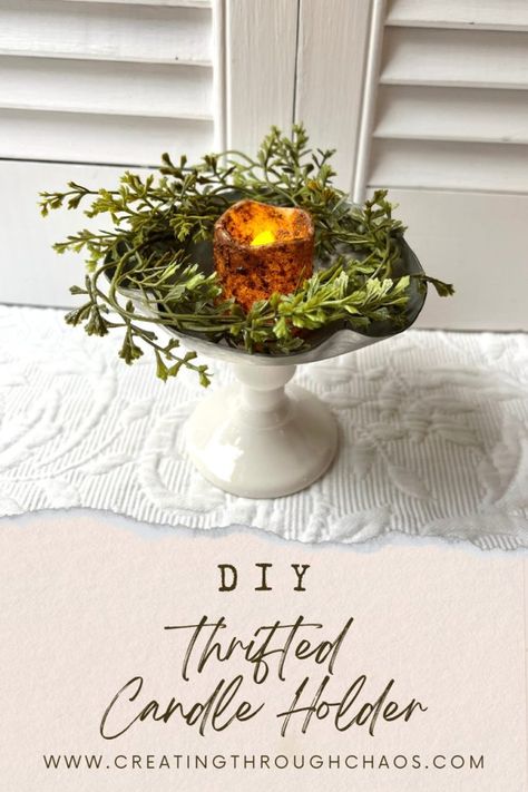 DIY Thrifted Candle Holder - Creating Through Chaos Diy Candle Tray, Diy Candle, Craft Booth, Candle Tray, New Crafts, Diy Candles, Easy Crafts, Candle Holder, Thrift Store