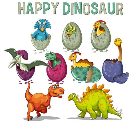 Download Happy dinosaur with dinosaurs hatching eggs Vector Art. Choose from over a million free vectors, clipart graphics, vector art images, design templates, and illustrations created by artists worldwide! Eggs Illustration, Dino Craft, Happy Dinosaur, Eggs Image, Dino Eggs, Egg Vector, Dinosaur Egg, Dinosaur Eggs, Hatching Eggs