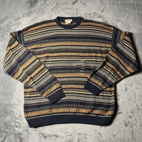 Vintage Sweater Aesthetic, Chunky Sweaters For Fall, Yellow Grandpa Sweater, Eclectic Grandpa Outfits, 1970s Mens Fashion Casual, Midwest Emo Sweater, Granpa Sweaters, Crochet Grandpa Sweater, Whimsigoth Men