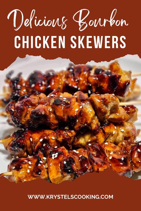 Satisfy your cravings with my Easy Bourbon Chicken recipe! This stovetop recipe is perfect for those busy weeknights when you need a quick and delicious meal on the table. You'll love the tender chicken, mouthwatering bourbon glaze, and easy-to-follow instructions. Don't miss out on this finger-licking favorite! Craving endless inspiration? Save this Pin to your collection and savor the flavor of creativity whenever you need it! Click that save button now! Sticky Bourbon Chicken Skewers, Old Dinner Recipes, Bourbon Chicken Skewers, Easy Bourbon Chicken Recipe, Bourbon Sauce Recipe, Easy Bourbon Chicken, Bourbon Street Chicken, Teriyaki Skewers, Cajun Christmas