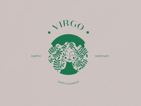 Virgo Logo Stamp Horoscope Icon by Ruxandra Nastase Capricorn Logo, Taurus Logo, Hand Drawn Logo, Earth Elements, 12 Zodiac Signs, Zodiac Art, Horoscope Signs, Zodiac Horoscope, Premade Logo