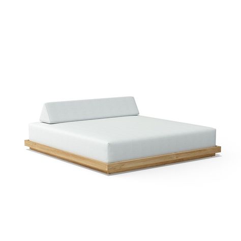 Walters Outdoor, Kuro Wide Backless Daybed | Walters Weathered Teak, Teak Outdoor, Sunbrella Fabric, Japanese Design, Furniture Covers, Minimalist Aesthetic, Daybed, White Wash, Industrial Design