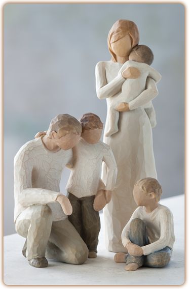 Parents with 3 childrenParents with 3 children Willow Tree Statues, Willow Tree Family, Willow Tree Figures, Willow Tree Angels, Willow Tree Figurines, Angel Tree, Tree Sculpture, Tree Tattoo, Willow Tree