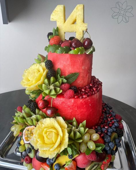 Place your order now through DM’s or give us a call on +44 7541 859286 • • • #manchesterfood #manchester #prestwichvillage… | Instagram Cake Out Of Fruit, Cake Made From Fruit, Fruit Cakes Ideas, Cake Made Out Of Fruit, Fruit Cake Ideas, Fruit Salad Cake, Cake Made Of Fruit, Fruit Decoration Ideas, Watermelon Fruit Cake