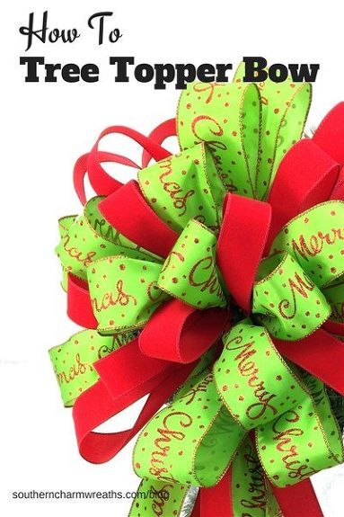 Make A Tree Topper, Christmas Tree Topper Ribbon, Diy Tree Topper, Ribbon Tree, Toppers Diy, Christmas Wreath Bows, Christmas Tree Topper Bow, Ornaments Homemade, Tree Topper Bow