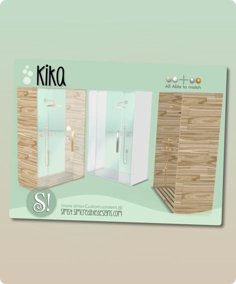 Sims 4 Bathroom CC: Kika Shower Sims 4 Walk In Shower Cc, Shower Sims 4, Simcredible Sims 4, Sims 4 Bathroom Cc, Sims 4 Bathroom, Taupe Bathroom, Mod Jacket, Sims 4 Cc Download, Bathroom Stall