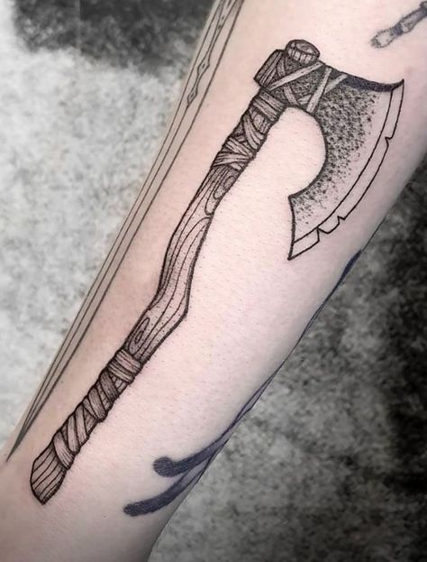 Viking Ax Tattoo Design, Norse Tattoo Axes, Ax Tattoo Design, Viking Dagger Tattoo, Viking Ax Tattoo, Machado Viking Tattoo, Viking Axes Design Tattoo, Cathedral Tattoos, Ax Tattoo