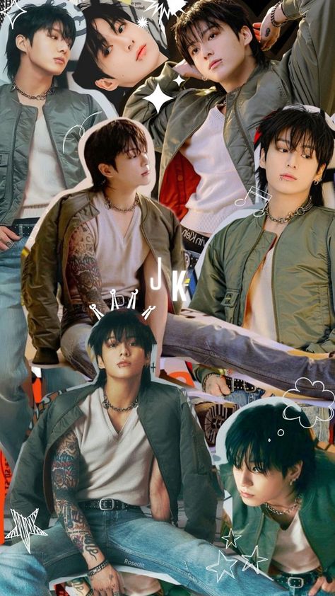 Jungkook Wallpaper Collage, Jungkook Scrapbook, Jungkook Collage, Jungkook Anime, Baby Mini Album, Jungkook Wallpaper, Bts Aesthetic Wallpaper For Phone, Jeon Jungkook Photoshoot, Kpop Posters