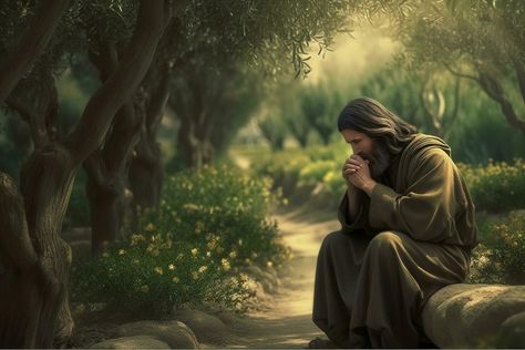 Jesus Praying In The Garden, Divine Mercy Novena, Jesus Love Images, Garden Of Gethsemane, Mural Paintings, Nature Of God, Jesus Praying, Christian Devotions, Divine Mercy