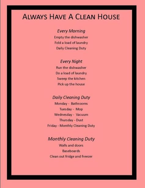 Always Have A Clean House, House Schedule, Cleaning Stuff, Daily Cleaning, House Diy, Cleaning Schedule, House Cleaning, House Cleaning Tips, Diy Cleaning Products