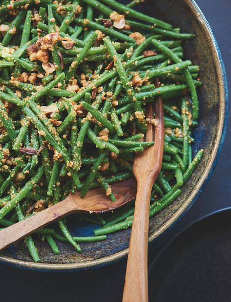 Marcus Wareing's green beans with toasted… | Food and Travel Magazine Salmon En Croute, Marcus Wareing, Weekend Food, Leg Of Lamb, Vegetables Recipes, Hazelnut Butter, Fresh Green Beans, Healthy Recipies, Green Bean Recipes