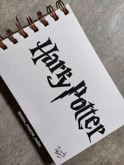 Are you a Potter head? Harry Potter written by me.. Follow me on Instagram @zaina_creative_realm. Harry Potter Calligraphy, Harry Potter Lettering, Harry Potter Writing, Harry Potter Words, Harry Potter Letter, Harry Potter Sketch, Harry Potter Font, Name Drawings, Potter Head