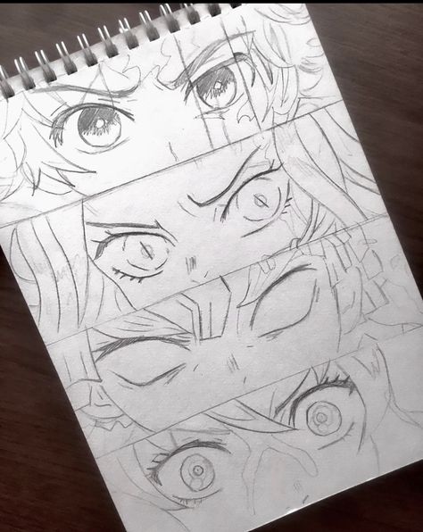 Damon Slayer Drawing, Demon Slayer Eyes Drawing, Demon Slayer Art Drawing, Kny Sketch, Demon Slayer Drawing, Pencil Sketch Images, Best Anime Drawings, Anime Drawing Books, Cute Sketches