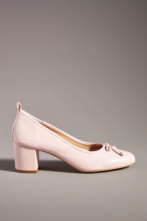 Maeve Heeled Ballet Pumps | Anthropologie Fall Boots Outfit, Ballet Heels, Work Shoes Women, Classic Style Outfits, Pink Pumps, Shoes Heels Wedges, Mary Jane Heels, Swag Shoes, Ballet Pumps