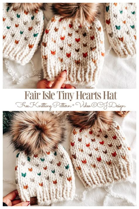 Heart Hat Knitting Pattern, Beginner Fair Isle Knitting Patterns Free, Toddler Hat Knitting Pattern, Fair Isle Hat Pattern Free, Toddler Knitted Hat Patterns Free, Chunky Hat Knitting Pattern Free, Chunky Knit Hat Pattern Free, Knitted Toques, Fair Isle Crochet Pattern