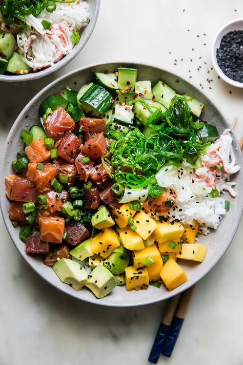 From buying high-quality fish to making the best ever poke bowl sauce, we’ll teach you everything you need to know about how to make a poke bowl at home! Poke Bowl Sauce, Hawaiian Poke Bowl, Poke Salad, Tuna Poke Bowl, Poke Bowl Recipe, Crab Salad Recipe, The Modern Proper, Modern Proper, Rice Bowls Recipes