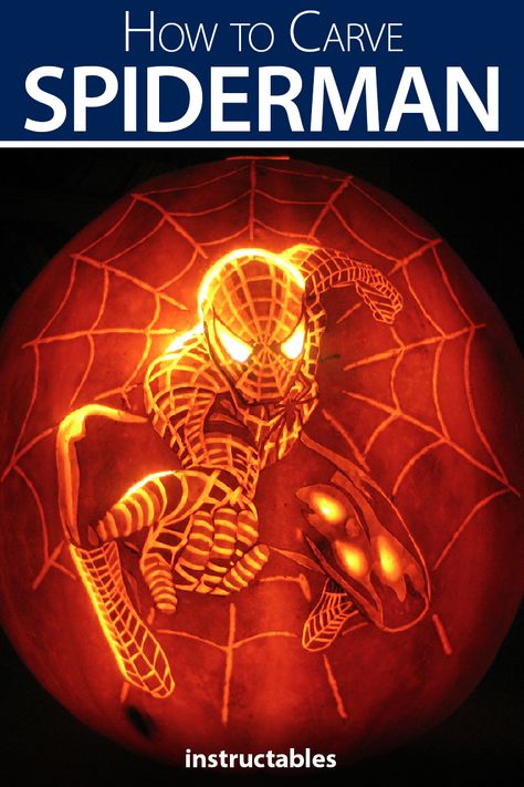 Pumpkin Carving Iron Man, Spiderman Jack O Lantern, Thor Pumpkin Carving, Movie Themed Pumpkin Carving, Pumpkin Carving Detailed, Drake Pumpkin Carving, Spiderman Pumpkin Carving Stencil, Marvel Pumpkin Carving Stencil Templates, Pumpkin Shaving Ideas