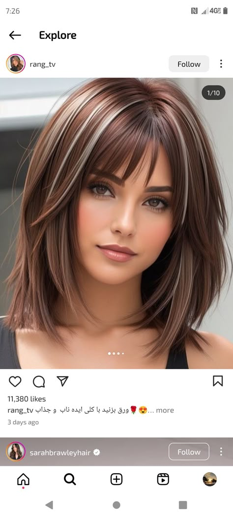 Medium Length Hair Styles Easy Simple Updo, Shoulder Length Bob Haircut Thick Hair, Chin Length Haircut With Layers, Brunette Hair With Bangs Medium, Mid Length Hair Cuts With Bangs, Hair Color Ideas For Brunettes With Bangs, Haircuts For 50+ Women, Medium Length Haircut Red Hair, Cute Bob Haircuts For Women