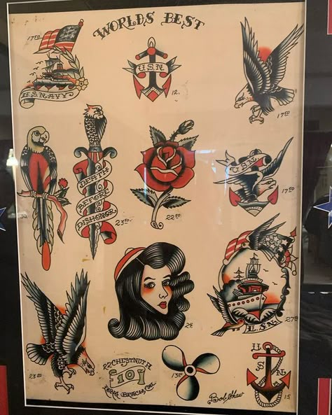 Eddy Svetich on Instagram: “SOLD! Big ass signed Bob Shaw OG sheet from around 1969. One of the best Ive seen! Ive been selling things I thought I never would. All…” Bob Shaw Tattoo, Bob Shaw Flash, Bob Shaw Tattoo Flash, Bob Roberts Tattoo Flash, Owen Jensen, Antique Tattoo, Traditional Tattoo Flash Art, Vintage Tattoo Design, Tattoo Themes