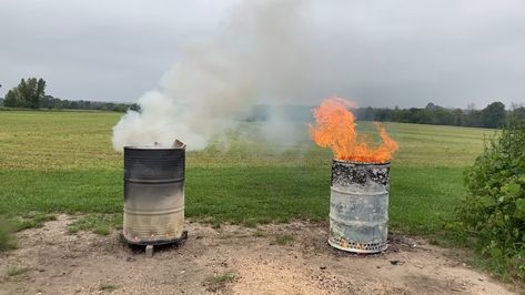 Fire Barrel Ideas, Burn Barrel Ideas Diy, Oil Barrel Fire Pit, Burn Barrel Ideas Design, Diy Burn Barrel, Smokeless Burn Barrel, Burn Barrel Ideas Fire Pits, 55 Gallon Drum Fire Pit, Burn Barrel Ideas