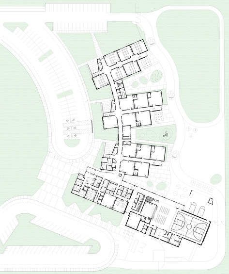 School Design Architecture, School Ground, Lake Architecture, Elementary School Architecture, Elementary School Projects, School Floor Plan, Architecture Site Plan, School Building Design, Campus Design