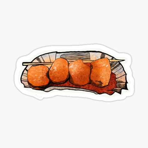 Kwek Kwek (Filipino Street Food) “A popular street food in the Philippines, kwek kwek are hard-boiled quail eggs in an orange batter that are deep-fried and served with a sweet and sour sauce.” • Millions of unique designs by independent artists. Find your thing. Kwek Kwek Street Food Philippines, Filipino Street Food Drawing, Kwek Kwek Drawing, Filipino Food Stickers, Kwek Kwek Street Food, Food In The Philippines, Kwek Kwek, Street Food Design, Filipino Street Food