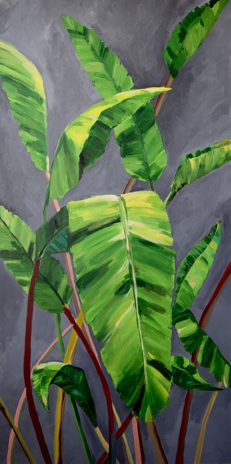 Tropical Art Painting, Garden Painting Art, Tropical Art Print, Hawaii Art, Another Country, Plant Painting, Tropical Foliage, Tropical Art, Tropical Leaf