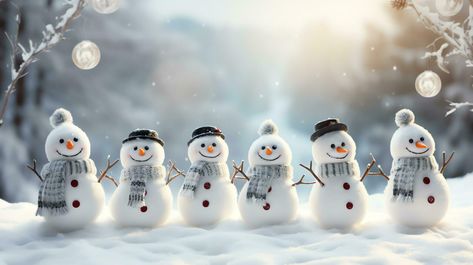 Group of cute snowmen in a cap and scarf in winter snow scene background, celebration concept,AI Generated Winter Cover Photos, Winter Facebook Covers, Free Facebook Cover Photos, Timeline Cover Photos, Cute Snowmen, Scene Background, Fb Cover Photos, Timeline Covers, Fb Covers