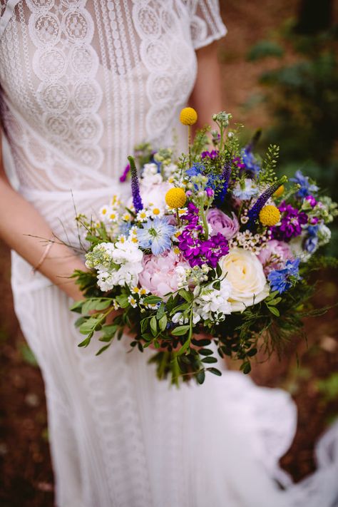 Gorgeous Gold & Navy Wedding with Wow Factor | Whimsical Wonderland Weddings Cornflower Wedding Bouquet, Gold Navy Wedding, Cornflower Wedding, Wildflower Wedding Theme, Festival Themed Wedding, Wildflower Wedding Bouquet, Navy Wedding Flowers, Country Wedding Flowers, Wedding Wows