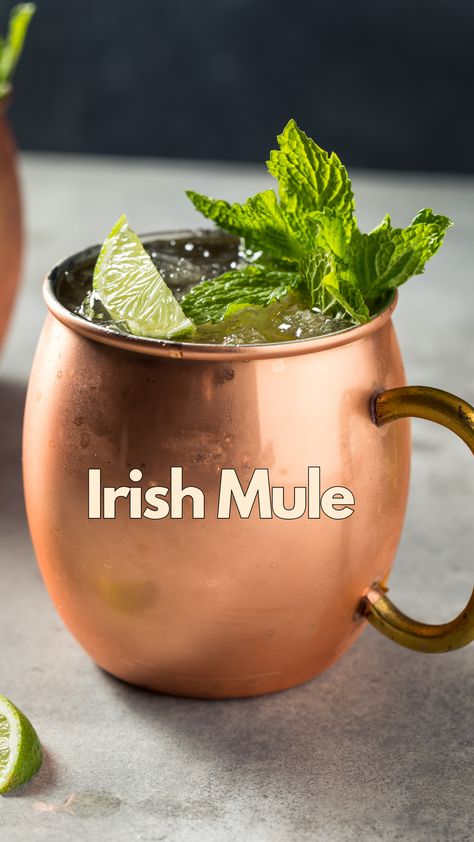 Irish Mule Irish Mule Recipe, Mule Variations, Irish Mule, Ginger Beer Cocktail, Light Cocktails, Moscow Mules, Mule Cocktail, Mule Recipe, Ginger Spice