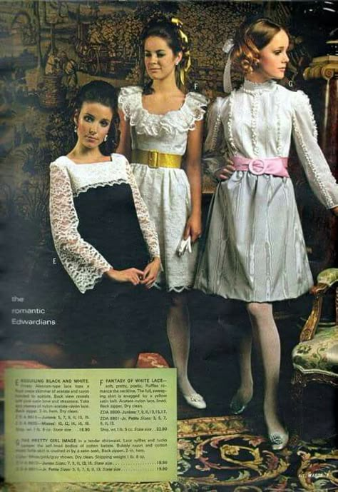 Edwardian Revival 70s, 70s Goth, 1960s Clothes, 1979 Fashion, Montgomery Ward Catalog, Fashion Tools, 1968 Fashion, 1960 Fashion, 60s 70s Fashion