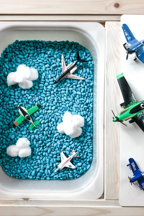 Clouds Sensory Bin, Vehicle Sensory Bins, Plane Sensory Bin, Airplane Fine Motor Activities, Transport Sensory Bin, Africa Sensory Bin, Cloud Sensory Bin, Baseball Sensory Bin, Transportation Sensory For Toddlers