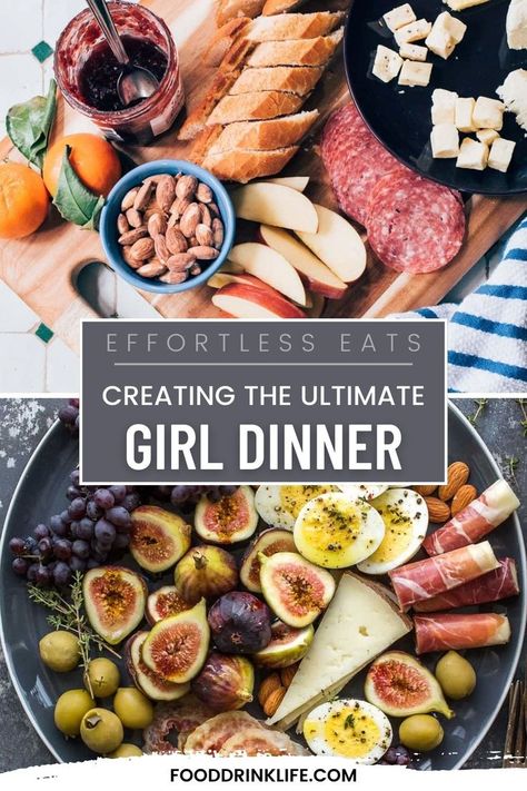 Effortless eats: Creating the ultimate girl dinner Moms Night In Food Ideas, Sharing Plates Food, Appetizer Recipes For Girls Night, Girls Dinner Ideas, Dinner Snack Plate, Girls Dinner Party Food, Now Serving Girl Dinner, Snack Plate Dinner, Girls Get Together Food Ideas