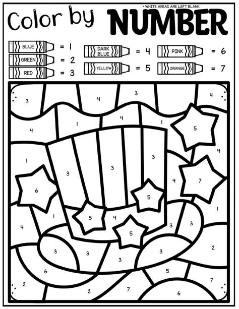 Fourth Of July Worksheets Preschool, Usa Activities For Kids, 4th Of July Worksheets, Memorial Day Activities, Patriotic Activities, Memorial Day Coloring Pages, Bunny Coloring, Color By Number Printable, Holiday Worksheets