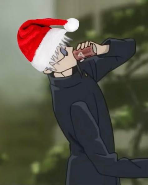 Gojo With Christmas Hat, Gojo With Santa Hat, Jjk Christmas, Gojo Saturo, Aesthetic Guys, Gojo Satoru, Christmas Hat, Santa Hat, Jujutsu Kaisen